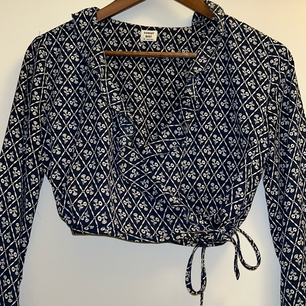 Aritzia Cropped Long Sleeve Blouse